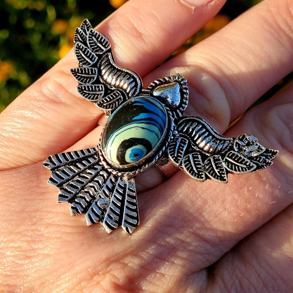 New Mosaic Jasper 925 Silver Mystic Ring. - Picture 4 of 16